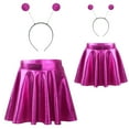 thumbnail image 6 of iiniim Kids Girls Halloween Cosplay Outfits Metallic Shiny High Waist Skirt with Hair Hoop Set Rose Red 10, 6 of 7