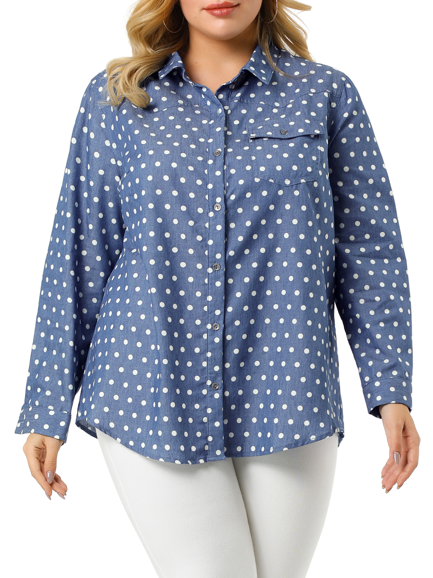 Long Sleeve Denim Chambray Shirt 