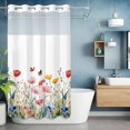 thumbnail image 6 of Spring Floral No Hooks Shower Curtain with Snap-in Liner Pink Yellow Wildflower Plant Butterfly Shower Curtains for Bathroom, Waterproof, Easy Install, Washable 36"x78", 6 of 9