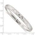 thumbnail image 3 of Sterling Silver 6.5mm Laser And Diamond-Cut Flexible Bangle (7.25 X 6.5) Made In India qb611, 3 of 5