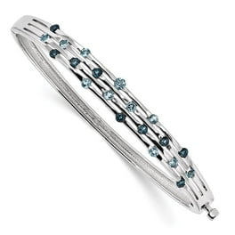 Sterling Silver Light Swiss and London Blue Topaz Hinged Bangle Bracelet Sterling Silver Light Swiss and London Blue Topaz Hinged Bangle Bracelet