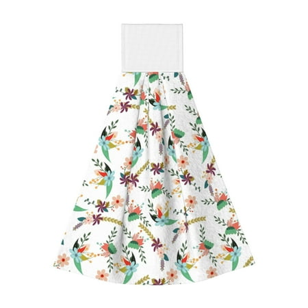 

Ocsxa Pretty Floral With Leaves for Hand Towels Hand Wipes with Velcro Soft and Fast Absorbent Hanging Towels Reusable Cleaning Cloth for Kitchen/Bathroom/Laundryroom 14x18In