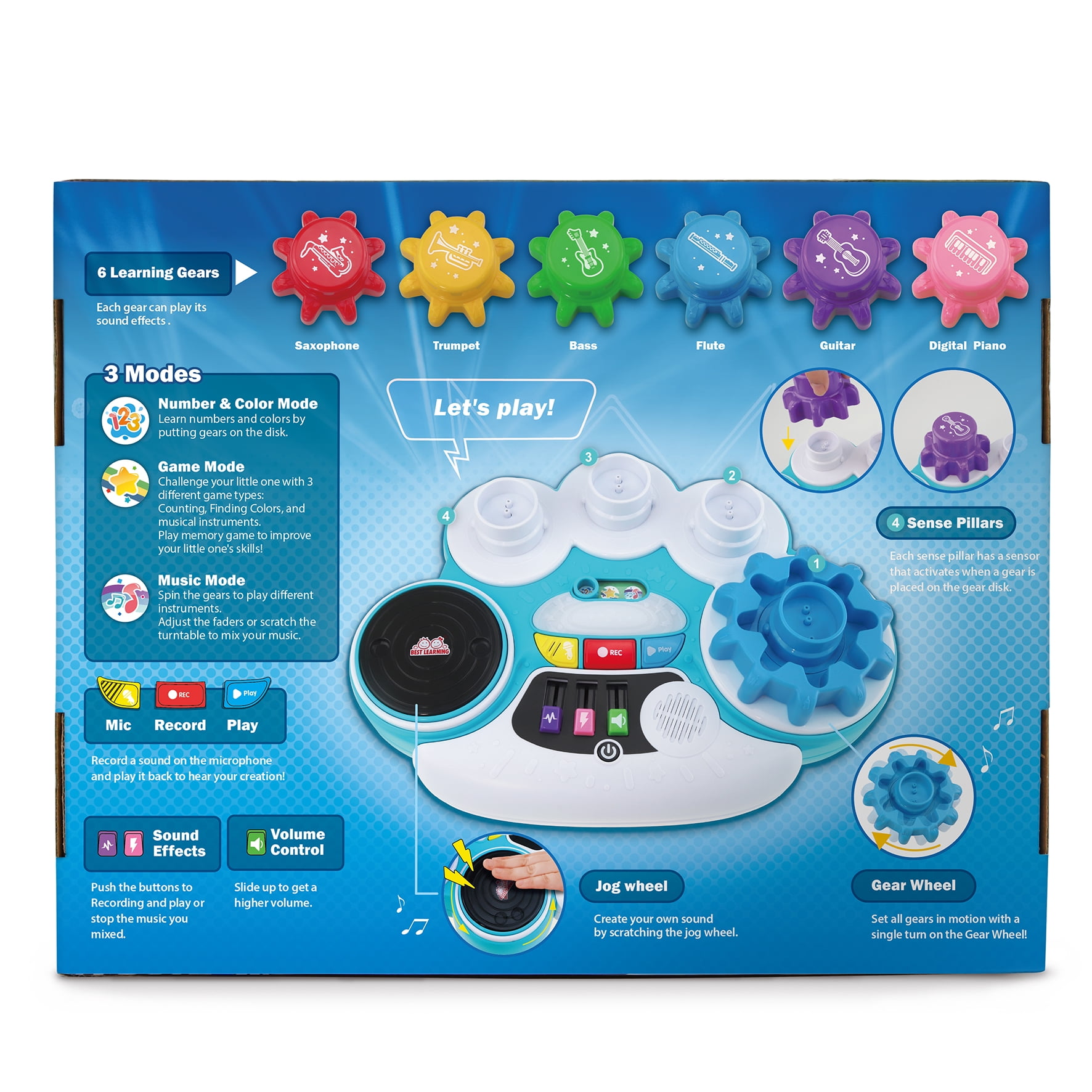 BEST LEARNING Music Gear Mixer Kids DJ Mixer Toy with 6 Sounds and 4 Game Modes Ages 3 and Up