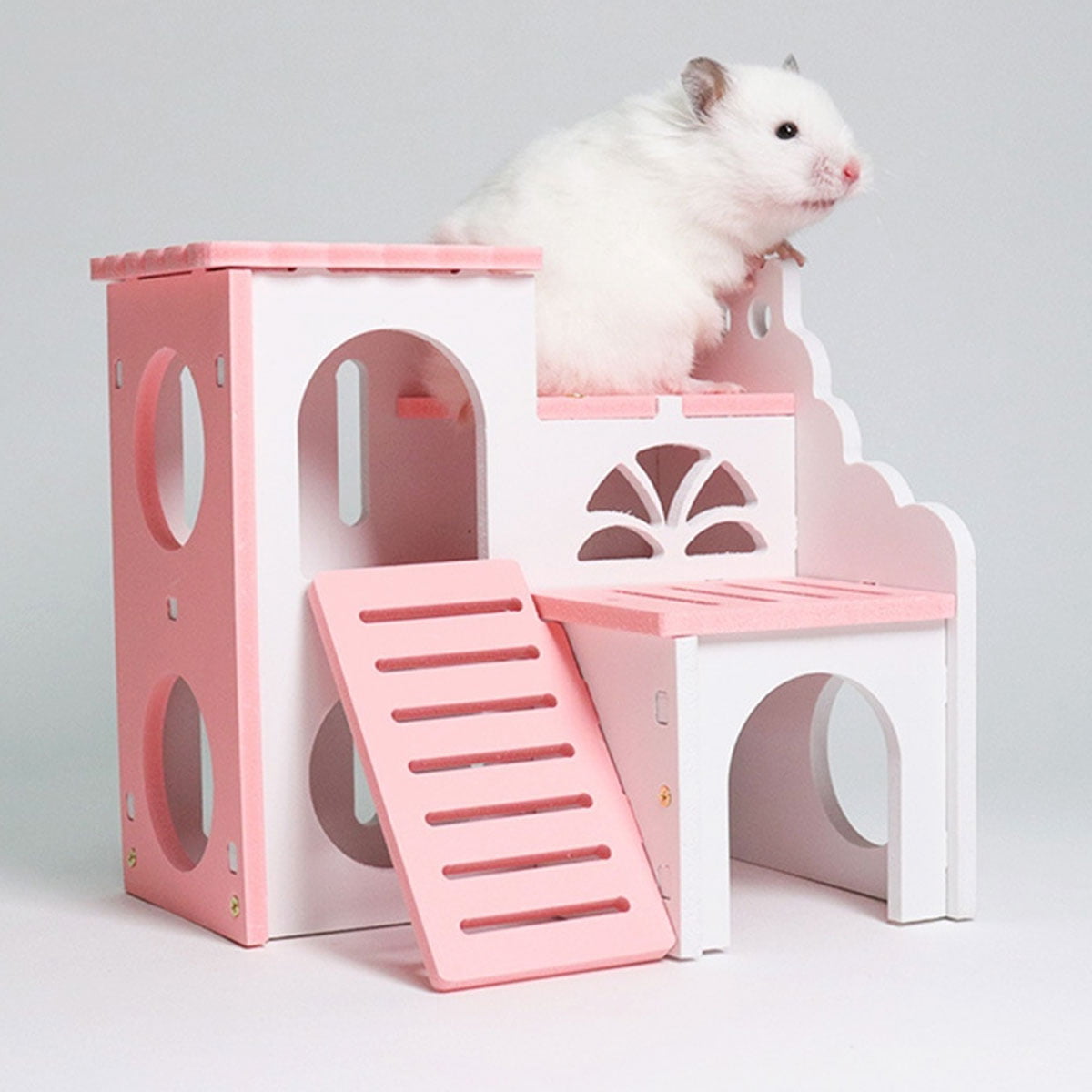 Pet Small Animal Hideout Hamster House Deluxe Two Layers Squirrel Hedgehog Chinchilla Bed House Cage Nest Hamster Accessories Pink Hamster House Nest