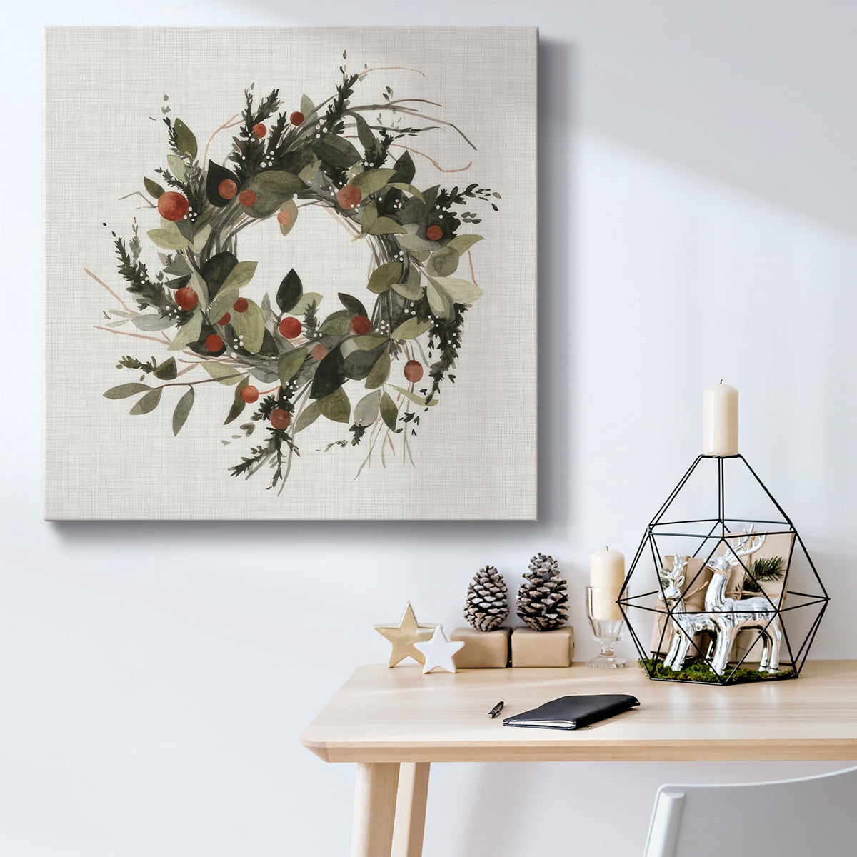 Farmhouse Wreath II- Gallery Wrapped Canvas