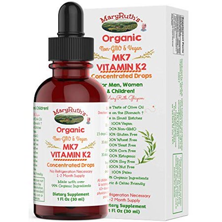 Organic Vitamin K2 (MK7) Liquid Drops by MaryRuth's Non-GMO Vegan Gluten Free Paleo