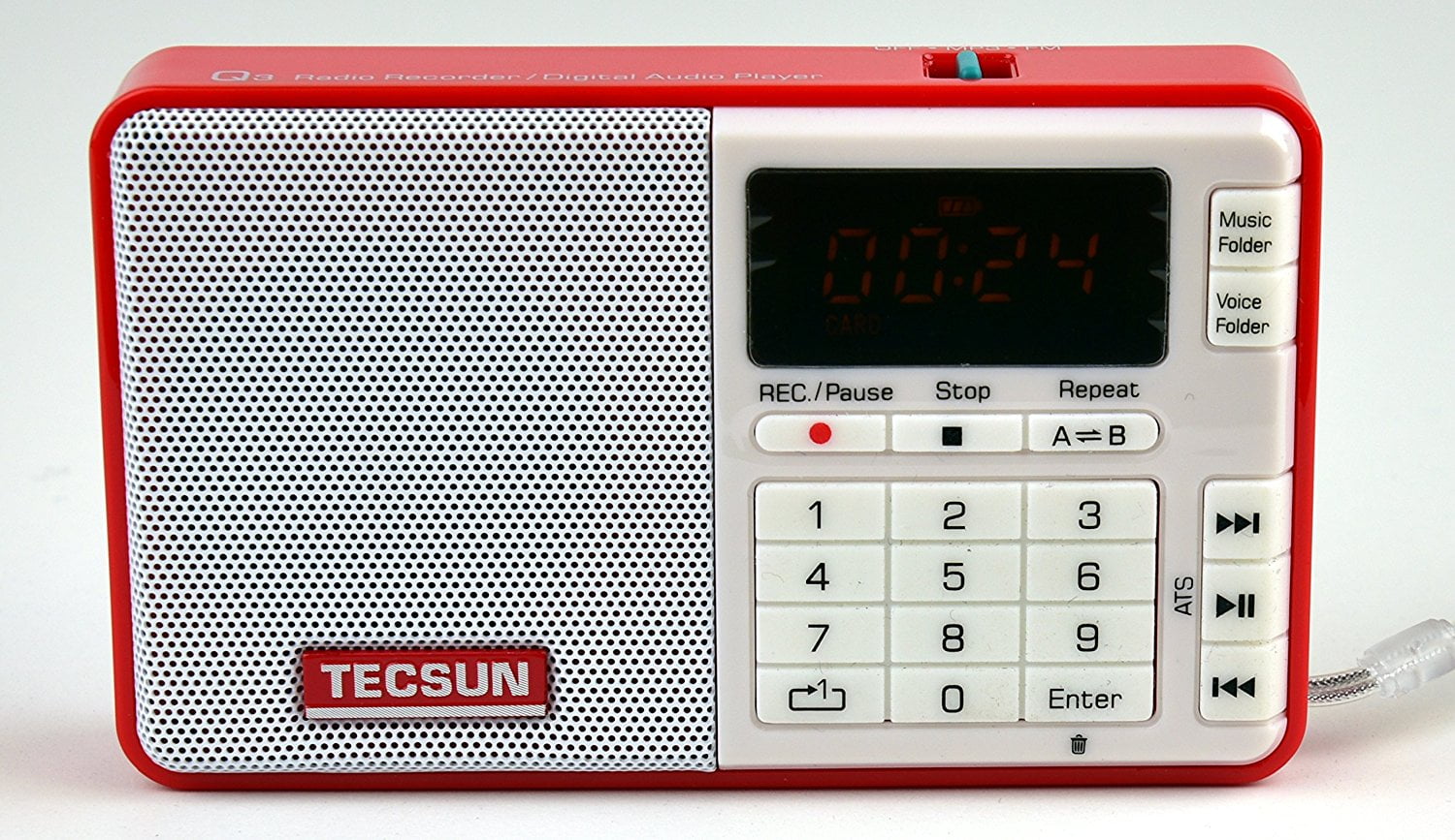Black Tecsun Q3 High Sound Quality FM Radio with MP3 Player and Recorder 