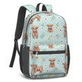 thumbnail image 2 of Highland Cow and Flower Print 17" School Backpacks for Teens,Waterproof Oxford Fabric,S-Shape Padded Straps for School,Travel,Hiking,Camping, 2 of 6