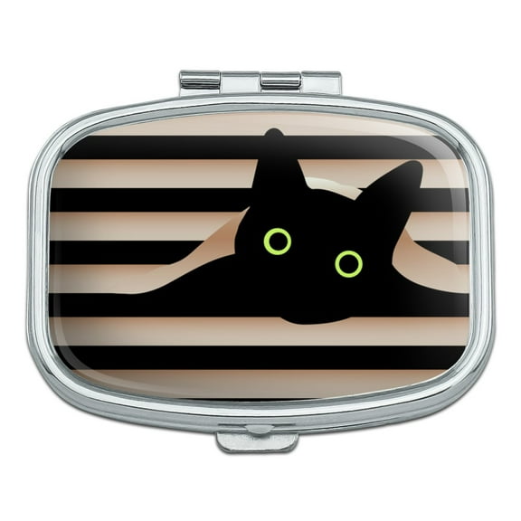 Black Cat In Window Rectangle Pill Case Trinket Gift Box