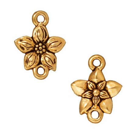 Flower Connector - 22k Gold Plated Pewter Star Jasmine Flower Connector Links 16mm (2)