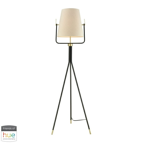 62 Black And Brass Tripod Metal Stand Floor Lamp With Philips Hue Led Bulb Dimmer Switch Com Philips Hue Led Bulb And Dimmer Switch, Standing Lamp Dimmer Switch