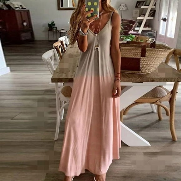 zanvin Wedding Guest Dresses for Women,Clearance Women's Casual Sleeveless Camisole V-Neck Printed Maxi Tank Long Dresses