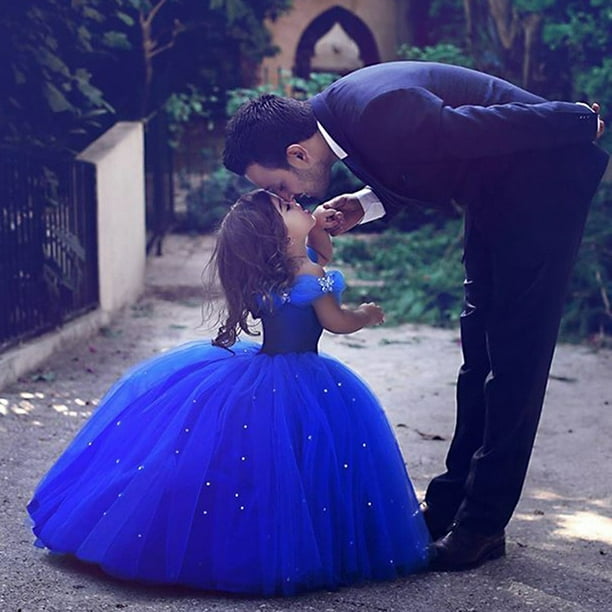 princess polly baby blue dress Cinderella Girl Dress Princess Ball Gown Kids Tulle Lace Shoulderless  Performance Gorgeous Blue Costumes Halloween Party Dress