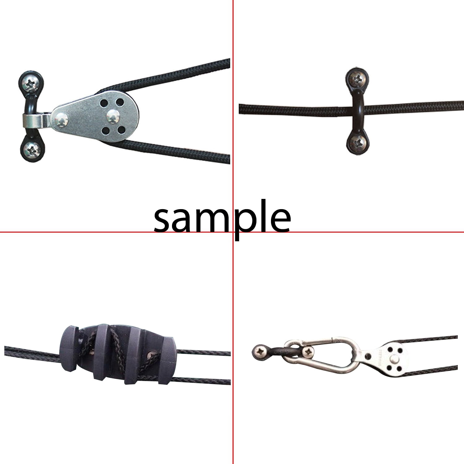 PactradeMarine Kayak Anchor Trolley Kit Rope Cleat Pulley Block Rigging Ring