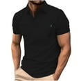 thumbnail image 2 of DDAPJ pyju Men's Short Sleeve Polos Shirts Wrinkle Free Business Casual Solid Collared T Shirt Slim Fit Stretch Golf Shirts with Pocket Lightning Sales of The Day Black L, 2 of 6