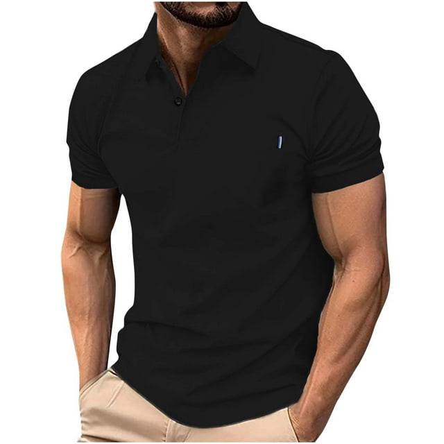 pstuiky camisetas para hombre, Camisa de manga corta con cuello vuelto, versátil, de color liso y estilo informal para hombre ropa de hombre m