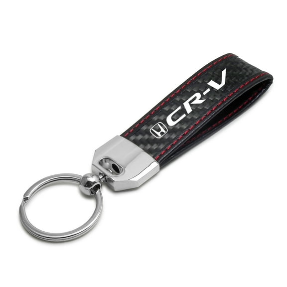 iPick Image for iPick Image Honda CR-V Real Black Carbon Fiber Loop Strap Key Chain with Red Stitching, Official Licensed