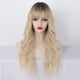 thumbnail image 2 of Peluca de pelo sintético ondulado largo y rizado con flequillo para mujer, peluca de color marrón frío a rubio claro, peluca de pelo largo resistente al calor para fiesta diaria, peluca de 26 pulgadas, 2 of 5