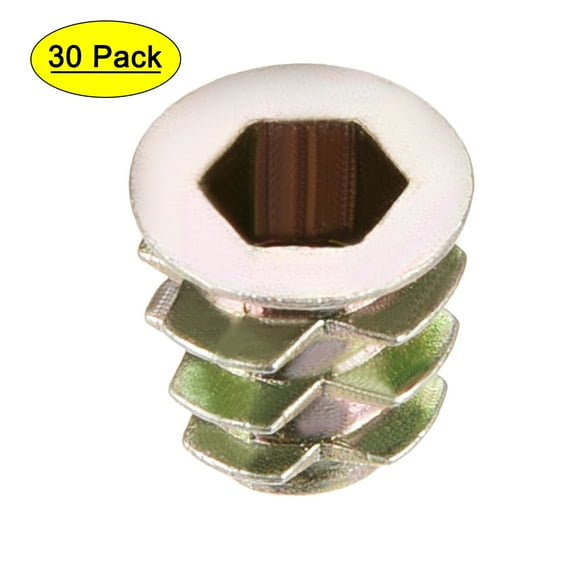 Threaded Insert Nuts Zinc Alloy Hex Socket M5 Internal Threads 10mm Length 30Pcs