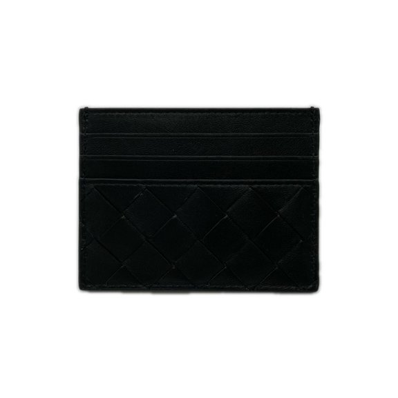 Pre-Owned BOTTEGA VENETA Intrecciato 743209 Business Card Holder/Card Case, Black Lambskin,...
