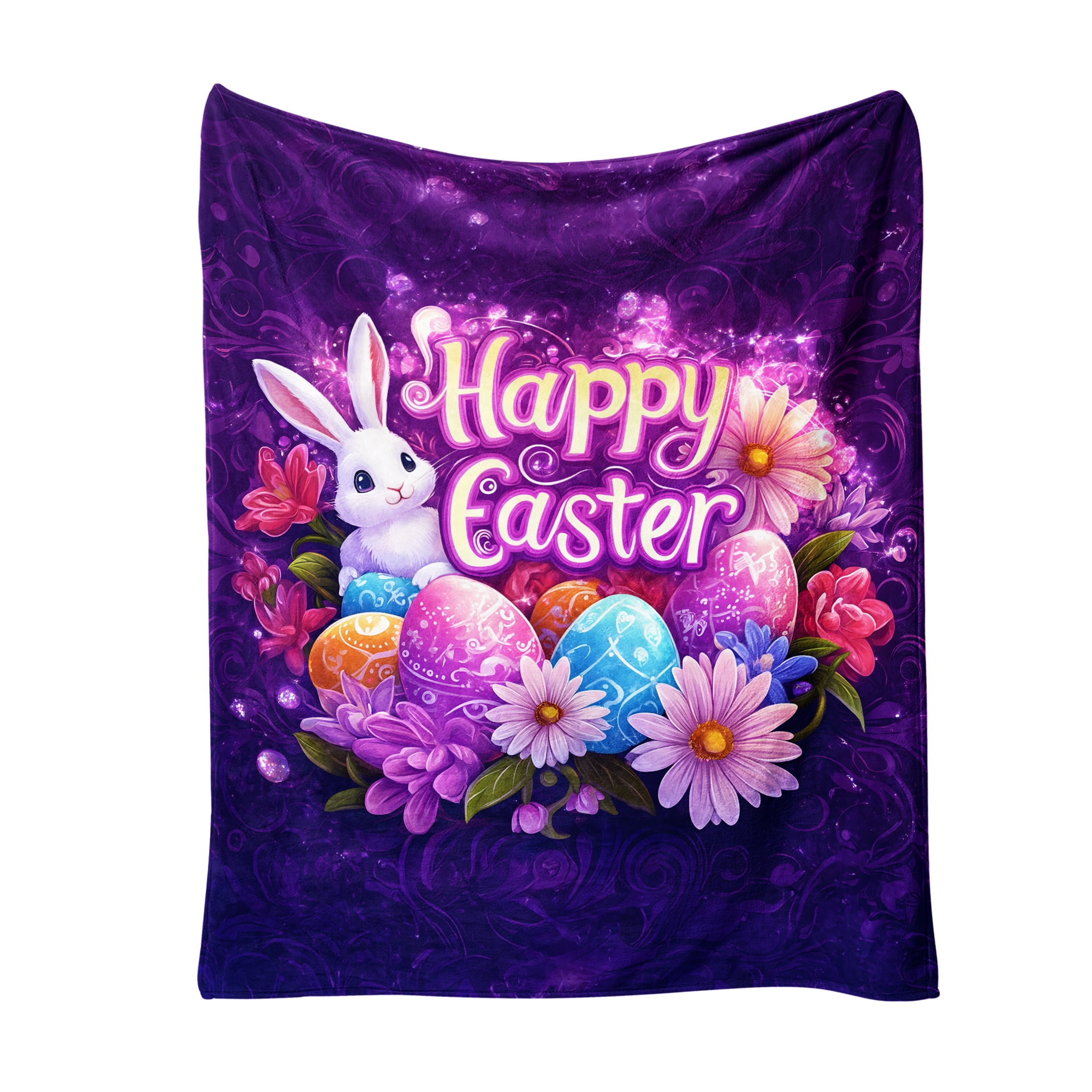 Easter Throw Blanket, Warm Fleece Flannel Bed Blanket, Lightweight Easter Blanket for Sofa Bed Couch 60"x80"