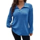 thumbnail image 1 of Suéter de Punto Informal de Talla Grande para Mujer, Cuello en V, Solapa, Color Liso, Camisa de Larga. Azul Real XXXL, 1 of 8