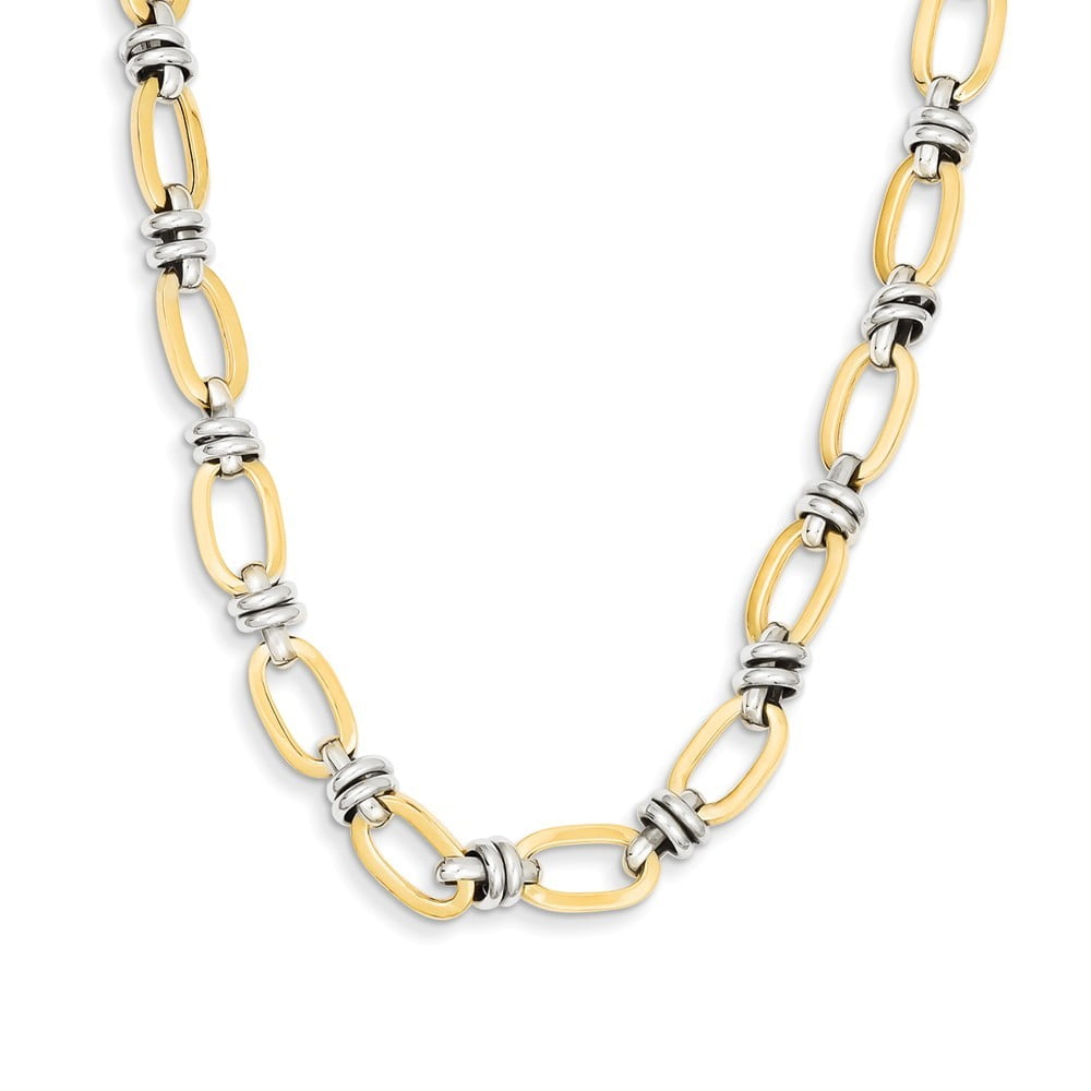 JewelryWeb - 14k Two-Tone Polished Lobster Claw Closure Gold Fancy Link ...