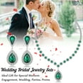 thumbnail image 5 of Juwaliy Women Bridal Wedding Jewelry Set Teardrop Crystal Necklace Earrings for Bride Bridesmaid Party Prom Gifts Green, 5 of 7
