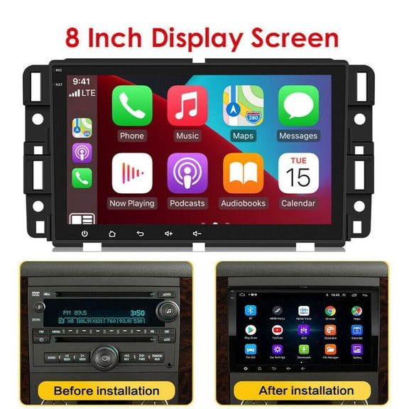 Car Stereo 8 Inch 1GB 16GB Android 15 Wireless CarPlay Rear Camera Fits for Chevy Silverado 2007-2013