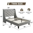 thumbnail image 3 of Virans Twin Bed Frame with 16" Deluxe Wingback & Charging Station, Upholstered Platform Bed with Button Tufted Storage Headboard,Light Gray, 3 of 9