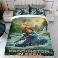 thumbnail image 4 of Paddington en Perú Conjunto de sábanas temático, trío de piezas, cómodo y amigable con la piel, diseño único, regalo de decoración para el hogar para familiares, amigos y fans,135cm *200cm, 4 of 6