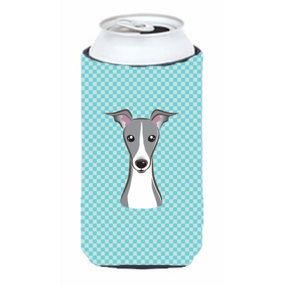Checkerboard Blue Italian Greyhound Tall Boy Beverage Insulator Hugger BB1174TBC