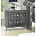 thumbnail image 3 of Modern 3Pc King Size Bed Nightstand Set Master Bedroom Furniture Gray Velvet Upholstery, 3 of 4