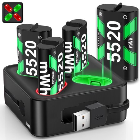 Beboncool Rechargeable Battery Packs for Xbox One/One S/One X/One Elite Controller,Accessories for Xbox-4*5520mWh Battery
