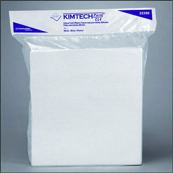 Kimtech Pure CL4 Critical Task Wipers, Flat/Anti-Stat Dbl Bag, White