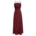 thumbnail image 4 of Womens Elegant Dress Spaghetti Strap Sleeveless Solid Color Bodycon Maxi Casual Party Club Dress Brown L, 4 of 5