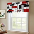 thumbnail image 6 of 2 Pack Abstract Space Design Sense Valance for Window Red Black Stitching Suqare Kitchen Valance Rod Pocket Short Curtain Topper Decorative Window Treatment for Living Room Bedroom 42"x12", 6 of 8