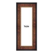7x24 Frame Brown Walnut Gold Ornate Trim Solid Wood Plein Air Picture Frame | 3 Inch Moulding Width