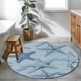 thumbnail image 4 of Navy Blue Starfish Round Area Rug 4ft, Coastal Ocean Summer Sea Nautical Washable Non-Slip Circle Rugs for Bedroom Living Room Kitchen, Soft Non Shedding Circle Carpet for Dining Room Dorm, 4 of 9