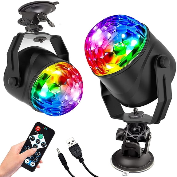 [2-Pack] Disco Party Lights Strobe Light Usb Plug in Stage Light for Car Home Room Dance Parties Birthday Dj Bar Karaoke Xmas Wedding Club Pub