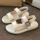 thumbnail image 5 of Sandalias de punta redonda para mujer, Sandalias planas de PU con punta abierta para mujer Sandalias de verano para mujer Probadas y confiables, 5 of 8