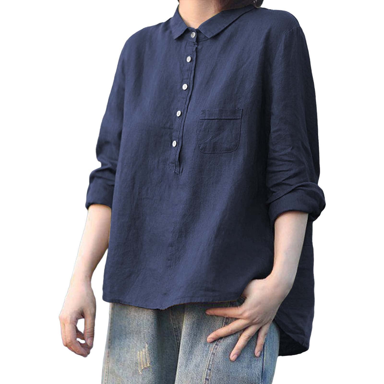 KBZDBZC Womens Tops and Blouses Women's Lapel Neck Casual Solid