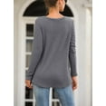thumbnail image 5 of AXSAY Womens portability Casual Blouse Loose Long Sleeve Twist Knot T Shirts Round neck Knit Tops (M, Dark Grey), 5 of 7