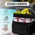 thumbnail image 2 of OVENTE Collapsible Soft Cooler Bag, Insulated Lunch Bag with Double-Deck Leakproof Compartments, Waterproof Exterior, Portable for Work, Travel, Beach, Camping and Road Trips, Black CCBI024B, 2 of 8