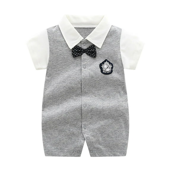 WRKEKC Baby Romper Short Sleeve Printed Crew Neck Button Front Lightweight Summer Jumpsuit 0-24 Months