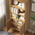 thumbnail image 6 of YouTrend 71" Tall Fluted Bookcase with Doors, Modern Storage Cabinet with Open Shelves, Mid-Century Bookshelf for Living Room, Home Office, Bedroom-Brown, 6 of 10