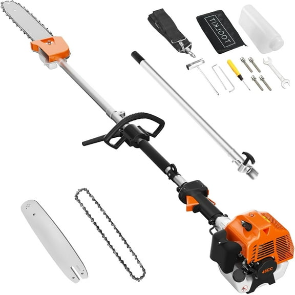 Gas Powered Pole Saw 48cc 2-Cycle 11.5in 16-FT Cordless Extension Chainsaw for Tree Trimming