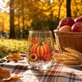 thumbnail image 4 of Fall Embroidery Print Stemless Wine Glass, Pumpkin and Fox Harvest Drinking Cup, Thanksgiving Tabletop Decor and Party Drinkware, 1 Pc, 4 of 7