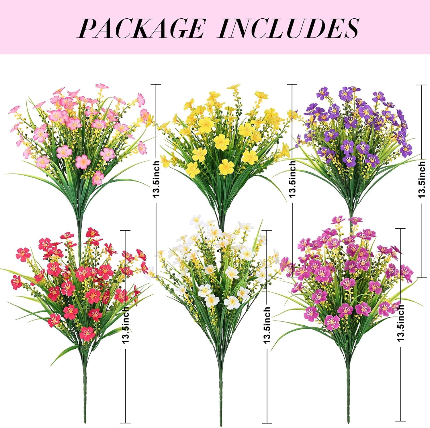 Artificial Flowers for Outdoors, 3Artificial Plants Outdoor, Fake Flowers, UV Resistant Faux Plants, Fake Outdoor Plants for Garden Porch Window Box Indoor Home Decor, Mix Color