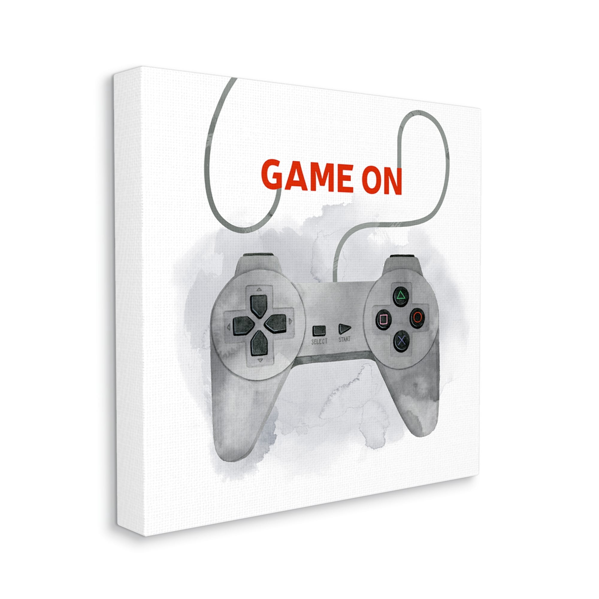 Stupell Industries Game On Gamer Joystick Controller Art for Kids Painting Gallery Wrapped Canvas Print Wall Art